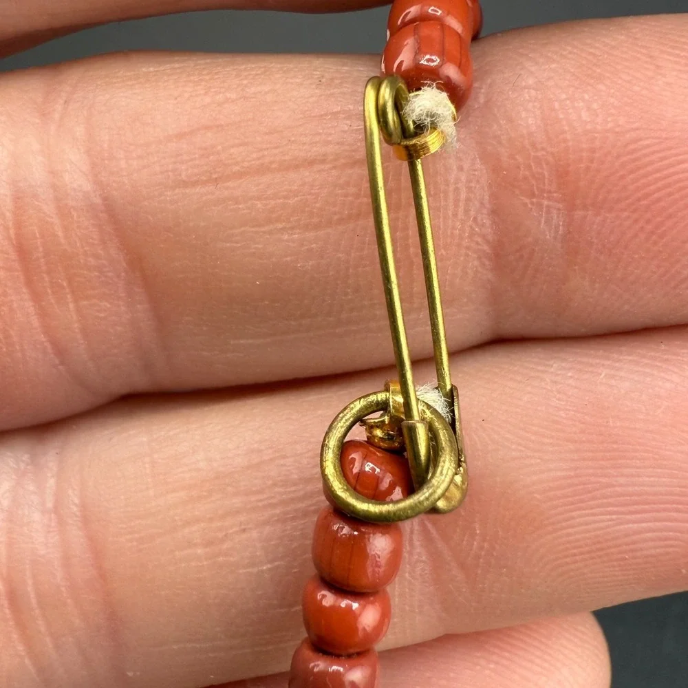 Vintage Beaded Glass Necklace Millefiori Orange Yellow Red‎ 18" READ - Picture 6 of 8